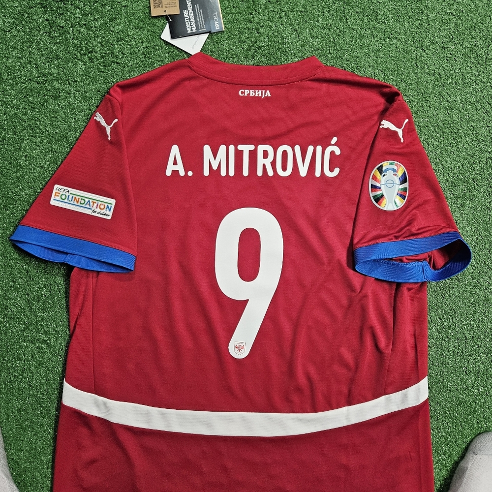 Puma Serbia Aleksandar Mitrovic #9 2024/2025 Home Jersey EURO 2024 PATCHES XL - Picture 15 of 16